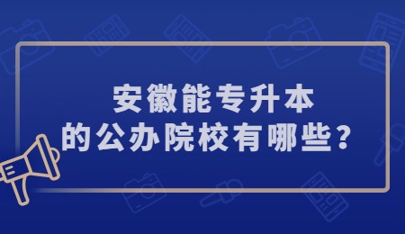 安徽能专升本的公办院校有哪些？.jpg