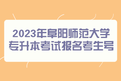 2023年阜阳师范大学专升本考试报名考生号