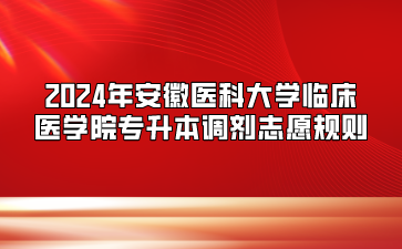 2024年安徽医科大学临床医学院专升本调剂志愿规则