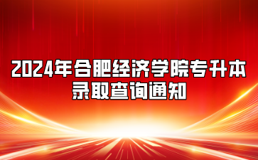 2024年合肥经济学院专升本录取查询通知