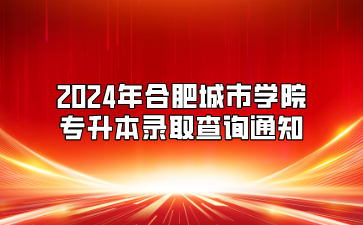 2024年合肥城市学院专升本录取查询通知