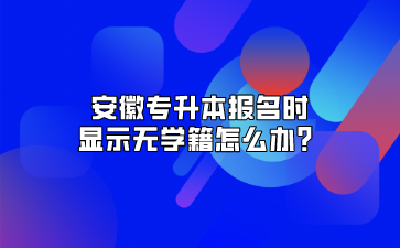 安徽专升本报名时显示无学籍怎么办？