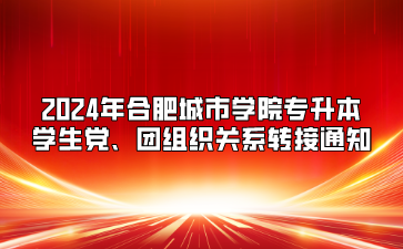 2024年合肥城市学院专升本学生党、团组织关系转接通知