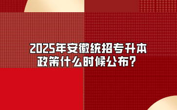 2025年安徽统招专升本政策什么时候公布？