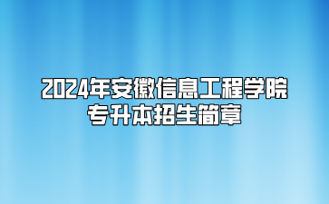 2024年安徽信息工程学院专升本招生简章