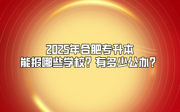 2025年合肥专升本能报哪些学校？有多少公办？