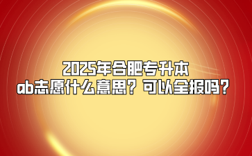 2025年合肥专升本ab志愿什么意思？可以全报吗？