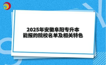 2025年安徽阜阳专升本能报的院校名单及相关特色